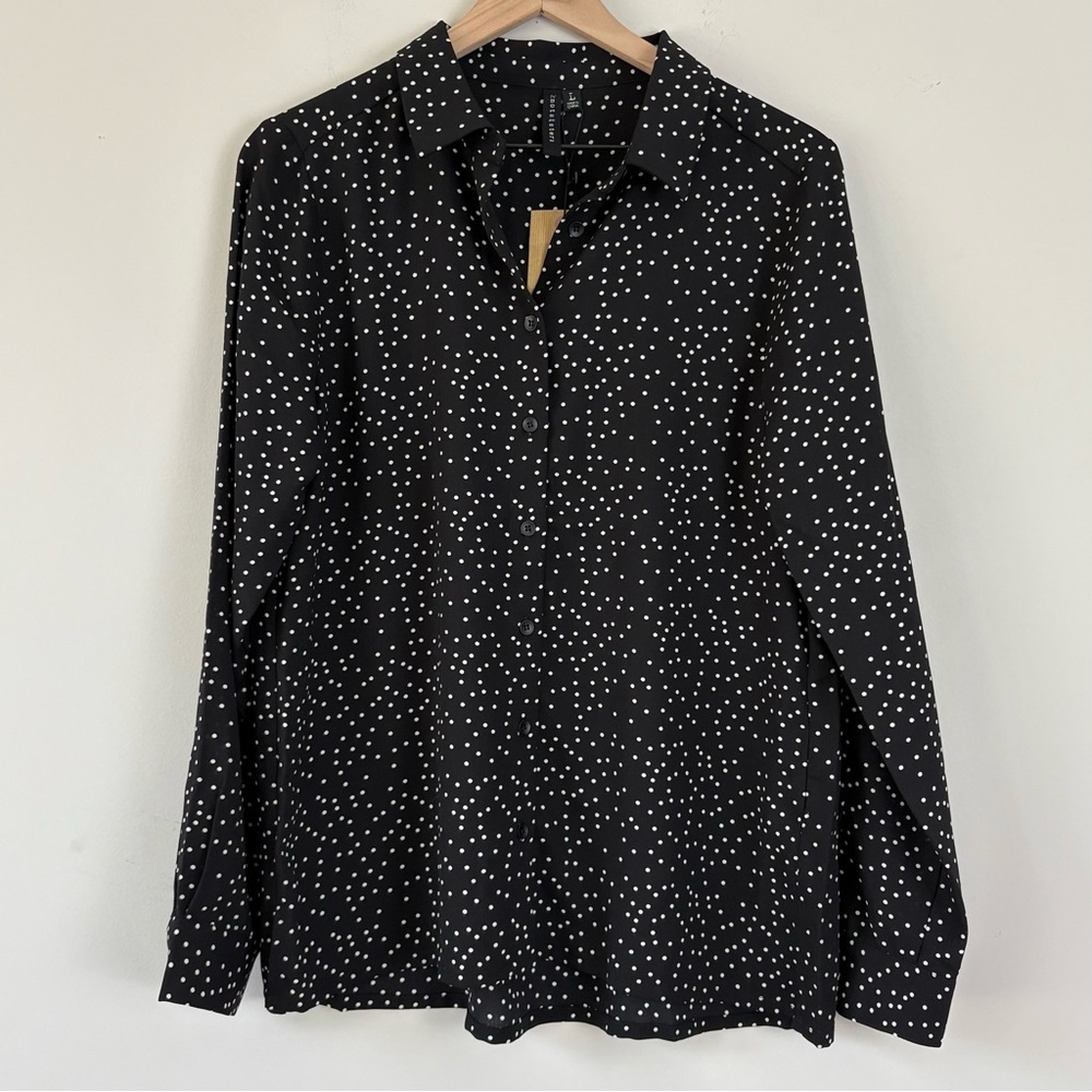 Knot Sisters Polka Dots Button Down Blouse